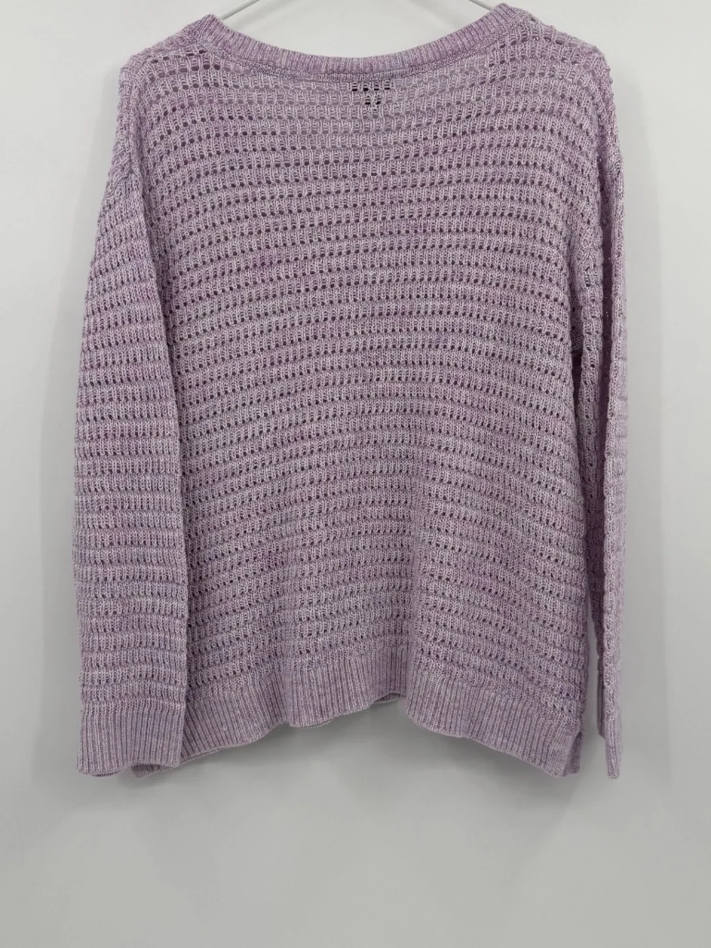 Talbots Sweater Women XL Pink Purple Long Sleeve Open Knit Pullover Round Neck